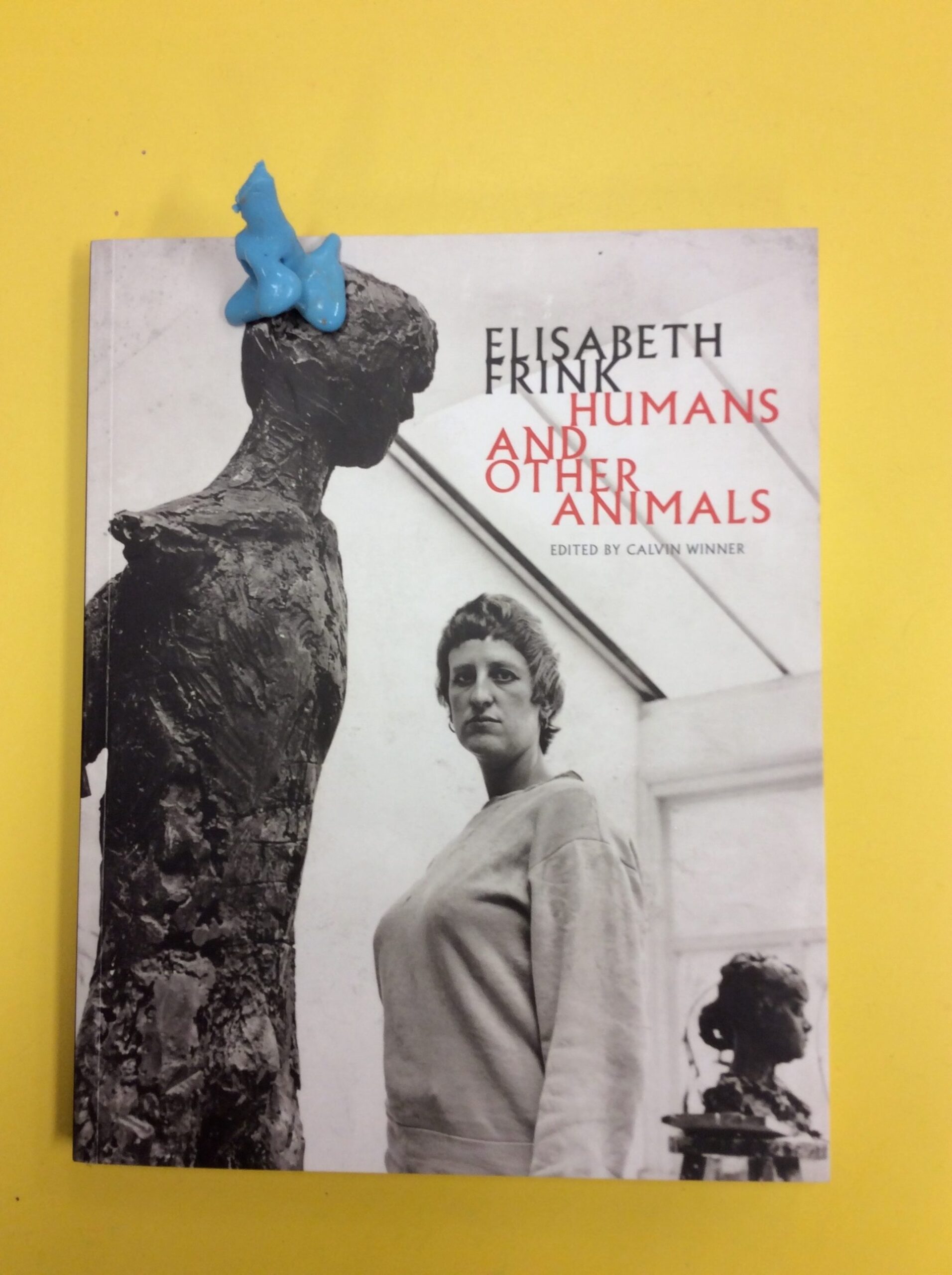 Elisabeth Frink book cover, blue blob, yellow