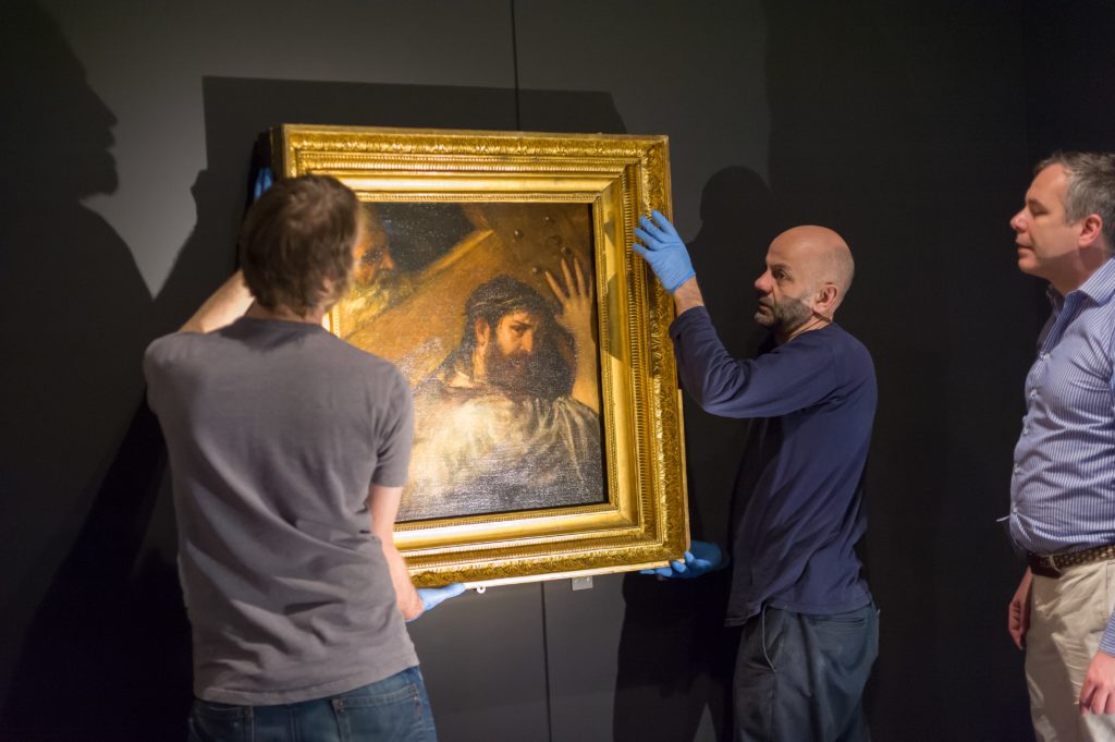 Install of Titian’s Christ Bearing the Cross, c.1560 © ANDY CROUCH Install of Titian’s Christ Bearing the Cross, c.1560 © ANDY CROUCH