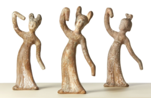 Dancing tomb figures, Tang Dynasty (7th - 10th century AD), Earthenware, China