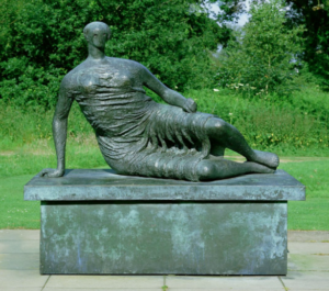 Draped Reclining Woman, Henry Moore, 1957 - 1958, Bronze, England Draped Reclining Woman, Henry Moore, 1957 - 1958, Bronze, England, in situ today