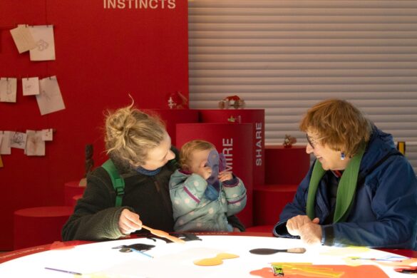 East-End-Living-Art_2024_Photo.-Kate-Wolstenholme_18-visit-us-families A family enjoying learning activities at the Sainsbury Centre in Norwich