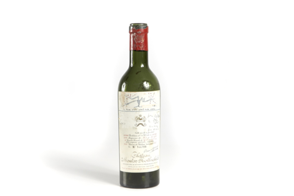 S.75 - Empty bottle of Chateau Mouton Rothschild wine - Sainsbury