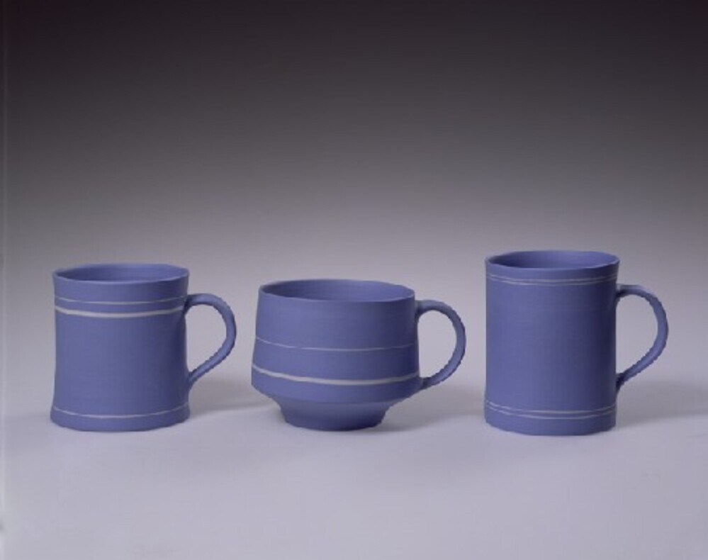 S.23 - Blue and white jasperware cups and saucers for Wedgwood