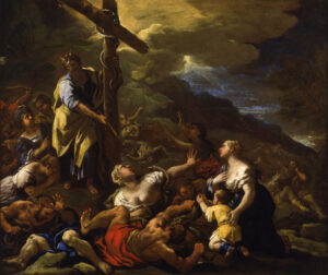 A classical figurative painting. Luca Giordano, The Brazen Serpent, c1690, oil on canvas (CVCSC:0380.2.S) coptright Compton Verney